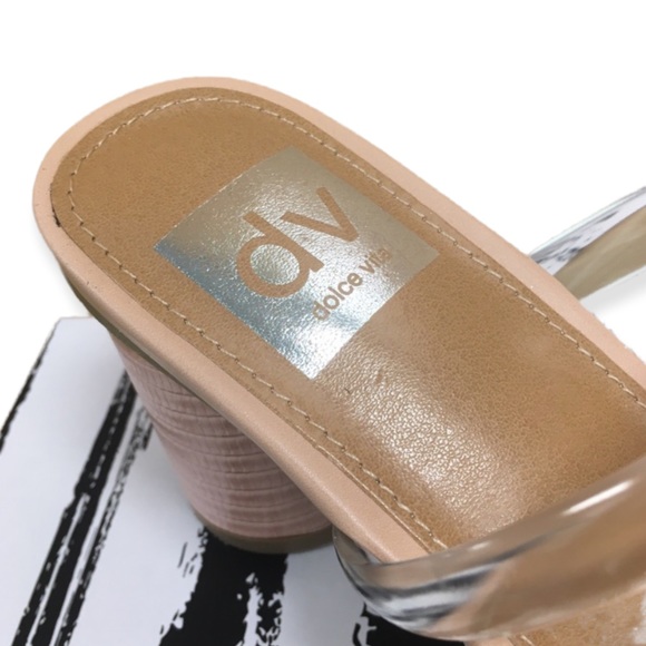 NEW NWT DV Dolce Vita Snake Print Clear vinyl Strap Nude Heels invisible Sandals - Picture 5 of 9